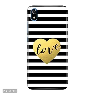 Dugvio? Polycarbonate Printed Hard Back Case Cover for Xiaomi Redmi 7A (Love Heart with Black Texture)
