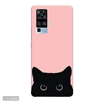 Dugvio Polycarbonate Printed Colorful Black Cat, Sweet Cat Designer Hard Back Case Cover for Vivo X50 (Multicolor)-thumb0