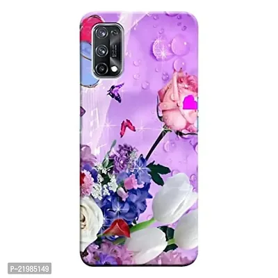 Dugvio? Printed Designer Matt Finish Hard Back Cover Case for Realme X7 - Pink Butterfly with Rose