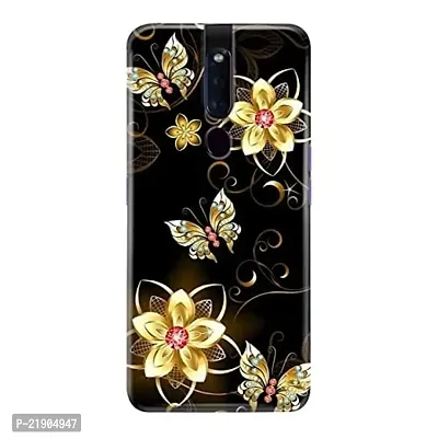 Dugvio? Polycarbonate Printed Colorful Golden Butterfly Designer Hard Back Case Cover for Oppo F11 Pro (Multicolor)