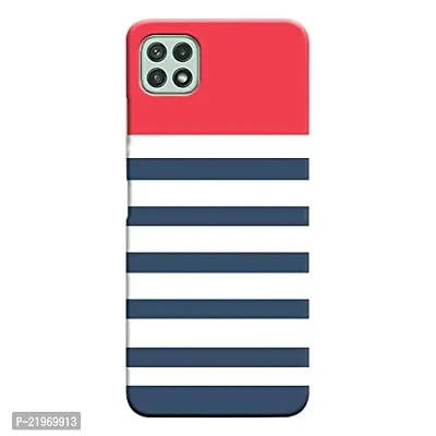 Dugvio? Printed Designer Matt Finish Hard Back Cover Case for Samsung Galaxy A22 (5G) - Red and Blue Stripes