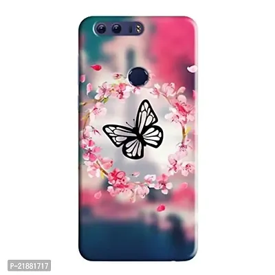 Dugvio Polycarbonate Printed Colorful Pink Butterfly Theme Designer Hard Back Case Cover for Huawei Honor 8 / Honor 8 (Multicolor)