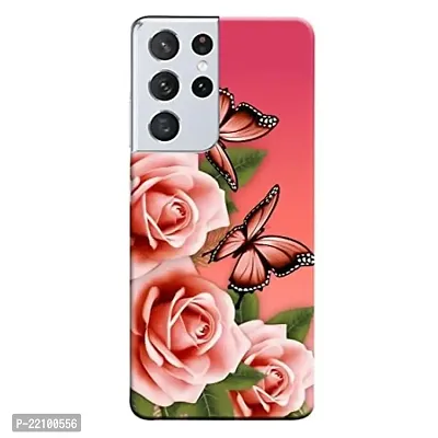 Dugvio? Printed Designer Back Case Cover for Samsung Galaxy S21 Ultra (5G) (Rose Flower, Butterfly, Red Rose)