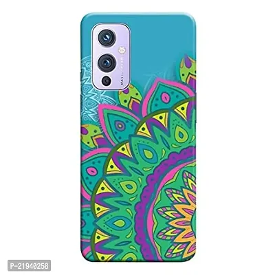 Dugvio? Polycarbonate Printed Hard Back Case Cover for Oneplus 9 (Green Rangoli Art)-thumb0