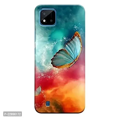 Dugvio? Printed Matt Finish Hard Back Case Cover for Realme C20 / Realme C20A / Realme C11 (2021) (Butterfly Painting Art)