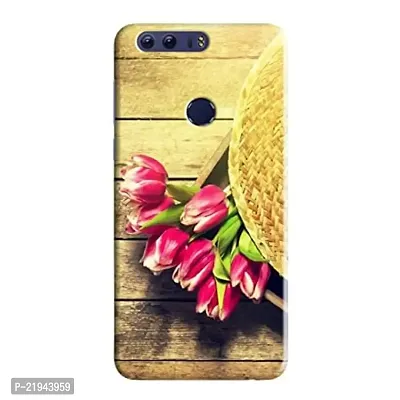 Dugvio? Polycarbonate Printed Hard Back Case Cover for Huawei Honor 8 (Flowers with Wooden)
