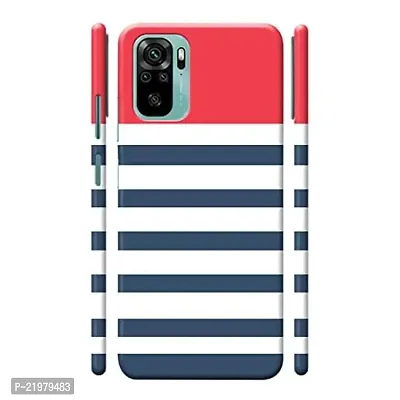 Dugvio? Printed Designer Matt Finish Hard Back Cover Case for Xiaomi Redmi Note 10 / Redmi Note 10S - Red and Blue Stripes-thumb0