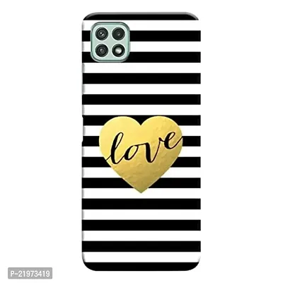 Dugvio? Printed Designer Matt Finish Hard Back Cover Case for Samsung Galaxy A22 (5G) - Love Heart with Black Texture-thumb0
