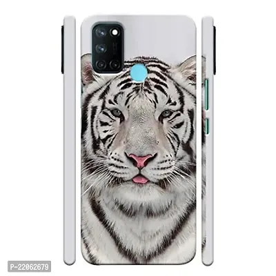 Dugvio? Printed Designer Matt Finish Hard Back Cover Case for Realme 7i - White Tiger Face