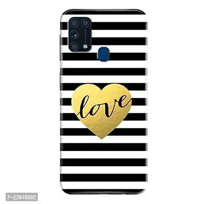 Dugvio? Printed Designer Matt Finish Hard Back Case Cover for Samsung Galaxy M31 / Samsung M31 (Love Heart with Black Texture)