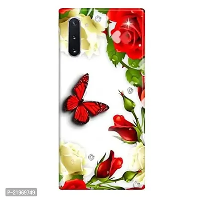 Dugvio? Printed Designer Back Case Cover for Samsung Galaxy Note 10 / Samsung Note 10 (Red Rose with Butterfly)