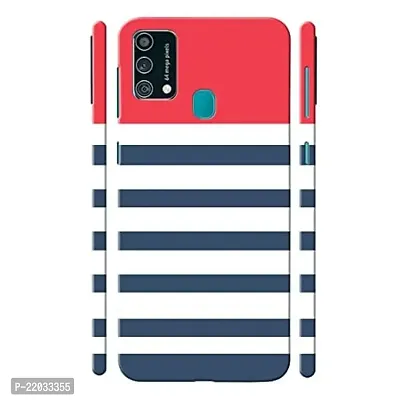 Dugvio? Printed Designer Matt Finish Hard Back Case Cover for Samsung Galaxy F41 / Samsung F41 (Red and Blue Stripes)