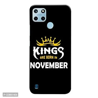 Dugvio? Printed Designer Matt Finish Hard Back Cover Case for Realme C25Y - Kings are Born in November
