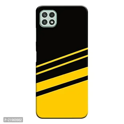 Dugvio? Printed Designer Matt Finish Hard Back Cover Case for Samsung Galaxy A22 (5G) - Yellow and Black Texture-thumb0