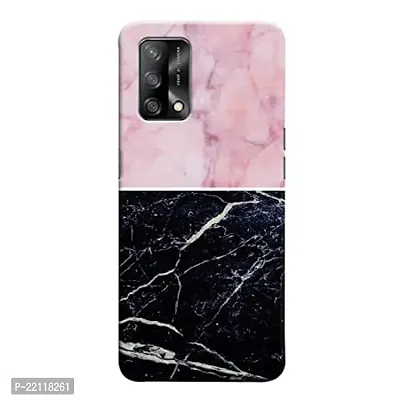 Dugvio? Printed Hard Back Case Cover Compatible for Oppo F19 / Oppo F19S - Pink and Black Marble (Multicolor)-thumb0