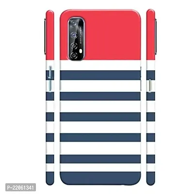 Dugvio? Printed Designer Matt Finish Hard Back Cover Case for Realme 7 / Narzo 20 Pro - Red and Blue Stripes-thumb0