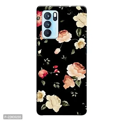 Dugvio? Printed Floral Design, Black Flower Designer Hard Back Case Cover for Oppo Reno 6 Pro (5G) (Multicolor)