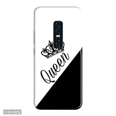 Dugvio? Printed Matt Finish Hard Back Case Cover for Vivo V17 Pro - Black and White Queen Crown (Multicolor)-thumb0