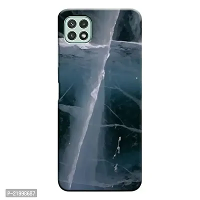 Dugvio? Printed Designer Matt Finish Hard Back Cover Case for Samsung Galaxy A22 (5G) - Black Marble Effect