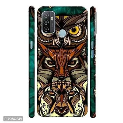 Dugvio? Printed Owl and Tiger Faces Designer Hard Back Case Cover for Oppo A33 (2020) / Oppo A53 (2020) / Oppo A53S (Multicolor)-thumb0
