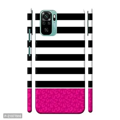 Dugvio? Printed Designer Matt Finish Hard Back Cover Case for Xiaomi Redmi Note 10 / Redmi Note 10S - Pink and Black line