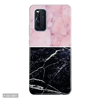 Dugvio? Printed Hard Back Case Cover Compatible for Vivo V19 - Pink and Black Marble (Multicolor)