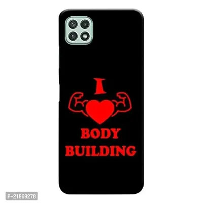 Dugvio? Printed Designer Matt Finish Hard Back Cover Case for Samsung Galaxy A22 (5G) - I Love Body Building-thumb0