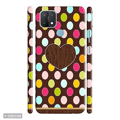 Dugvio? Printed Designer Matt Finish Hard Back Cover Case for Oppo A15 / Oppo A15S - Yellow and Pink with Heart Art-thumb0