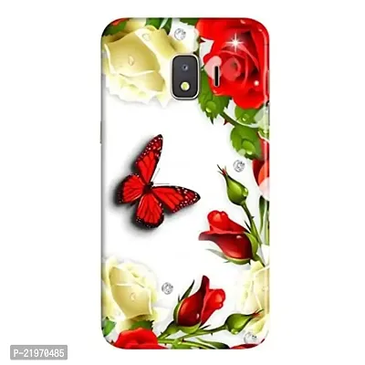 Dugvio? Printed Designer Back Case Cover for Samsung Galaxy J2 Core/Samsung J2 Core/SM-J260G/DS (Red Rose with Butterfly)-thumb0