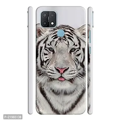 Dugvio? Poly Carbonate Back Cover Case for Oppo A15 / Oppo A15S - White Tiger Face