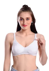 Stylish White Pure Cotton Self Design Maternity Bras For Women-thumb2