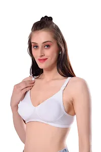 Stylish White Pure Cotton Self Design Maternity Bras For Women-thumb1