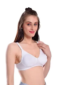 Stylish White Pure Cotton Self Design Maternity Bras For Women-thumb3