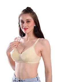 Stylish Beige Pure Cotton Self Design Maternity Bras For Women-thumb2