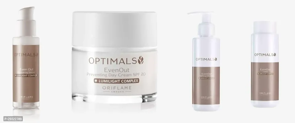 Oriflame Sweden Optimals Even Out Day Cream, Cleanser, Toner, And Serum (4 Items)