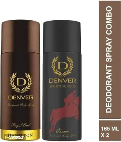 Denver Hamilton Royal Oud 165 Ml Champ 165 Ml Combo Deodorant Spray-For Men 330 Ml, Pack Of 2