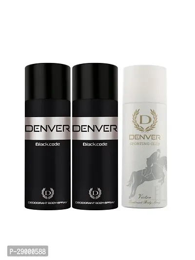 Denver Men Set Of Sporting Club Victor 2 Black Code Deodorants