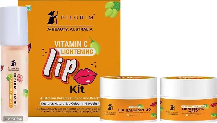 Pilgrim Vitamin C Lip Lightening Kit with Lip Peel Roll on, Lip Sleeping Mask  Lip Balm-thumb0