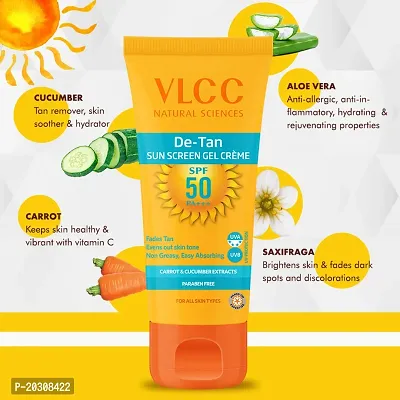 VLCC DE TAN SUN SCREEN GEL CREME 100ML PACK OF 4 (100MLX4) - SPF 50 PA+++ (400 ml)-thumb2