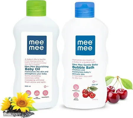 MeeMee Gentle Baby Bubble Bath And Baby Oil with Fruit Extracts (500 ml) (White)