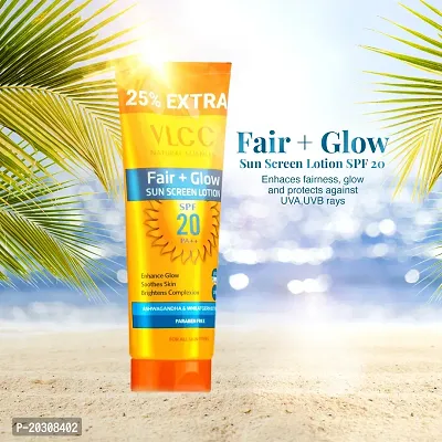 VLCC Fair+ Glow Sunscreen Lotion 100 g with 25 g Extra(Pack of 2) - SPF 20 PA+++ (200 ml)-thumb2