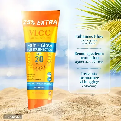 VLCC Fair+ Glow Sunscreen Lotion 100 g with 25 g Extra(Pack of 2) - SPF 20 PA+++ (200 ml)-thumb3