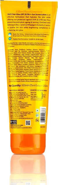 VLCC Fair+ Glow Sunscreen Lotion 100 g with 25 g Extra(Pack of 2) - SPF 20 PA+++ (200 ml)-thumb4