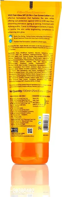 VLCC Fair+ Glow Sunscreen Lotion 100 g with 25 g Extra(Pack of 2) - SPF 20 PA+++ (200 ml)-thumb5