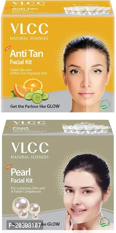 VLCC Anti Tan  Pearl Premium Facial Kit Tube Packing Combo Pack of 2 (60gm X 2) (2 x 60 g)