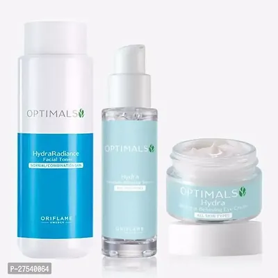 Oriflame OPTIMALS Hydra Radiance Facial Toner 150 ml , Eye Cream 15 ml , Serum All Skin types 30 ml (3 Items in the set)