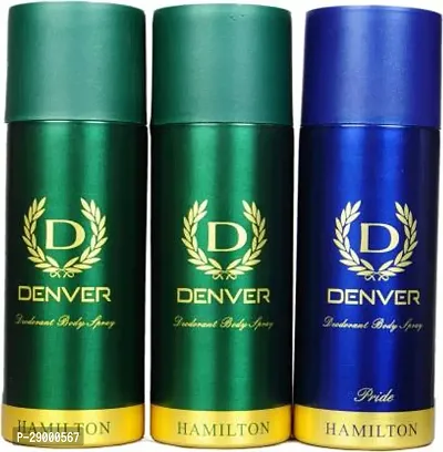 Denver Hamilton Deo 165 Ml Pride Deo 165 Ml Combo Deodorant Spray-For Men 495 Ml, Pack Of 3-thumb0