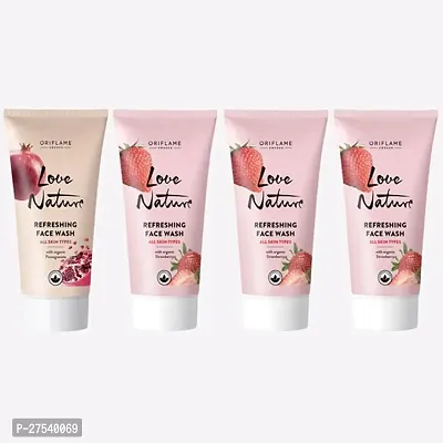 Oriflame LOVE NATURE Refreshing Face Wash with Organic Pomegranate 50 ml (pack of 3) , Refreshing Face Wash with Organic Strawberry 50 ml (4 Items in the set)-thumb0