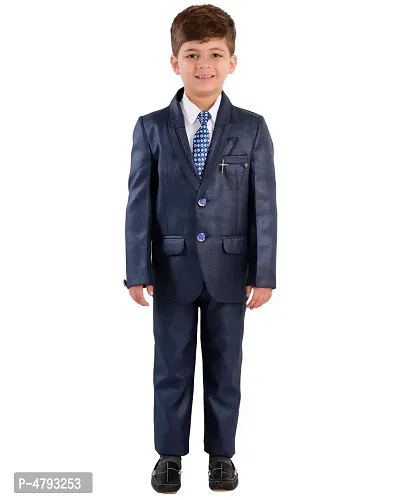 TAZIO Boys Classic Fit Dark Slate Pinestripe Suit - 4 piece - Boytique %