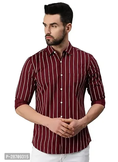 Stylish Maroon Cotton Long Sleeves Casual Shirt For Men